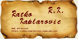 Ratko Kaplarović vizit kartica